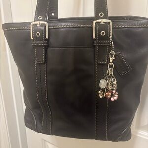 Coach Black Tote with Silver Accents